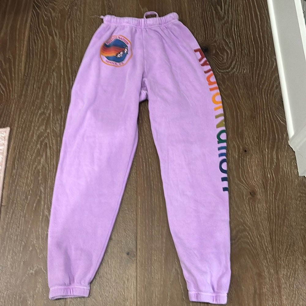 Aviator Nation Lavender Rainbow Logo Jogger Sweatpants